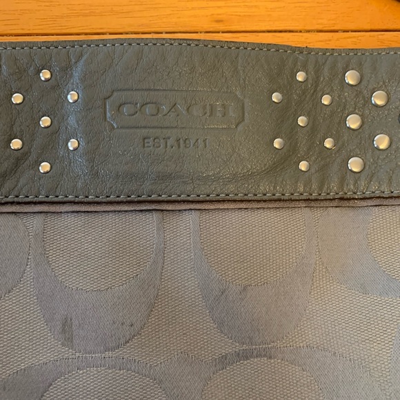 Gray Embellished Coach Shoulder Bag - Picture 3 of 9